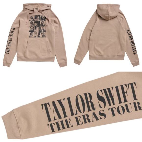 NEW Taylor Swift THE ERAS TOUR Taupe Hoodie size XL Sweatshirt *Flaw - Picture 2 of 8